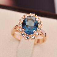 海雯妮飾品戒指女食指指環(huán) 復古優(yōu)雅人造水鉆個(gè)性百搭戒指女士配飾 深藍色 小號-內直徑16mm