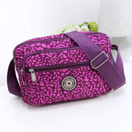 途尊（kingtrip）斜挎包時(shí)尚百搭單肩媽媽小花布包中年女包包休閑尼龍帆布包中老年 紫色豹紋