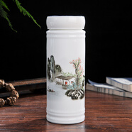 烈垚景德鎮時(shí)尚隔熱雙層全陶瓷內膽保溫杯帶蓋辦公水杯男女士養生杯子 彩山水