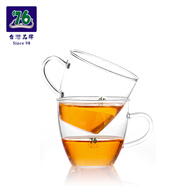 76茶業(yè) 臺灣76玻璃小茶杯耐熱帶把小杯透明品茗杯子 喝花茶水杯功夫茶具 160毫升（6只裝）