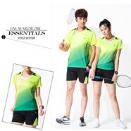 2022新款羽毛球服套裝男女夏短袖短褲上衣速干羽毛球褲比賽隊(duì)服網(wǎng)球運(yùn)動(dòng)衣服團(tuán)購(gòu)印字定制 B3860女綠色套裝 L