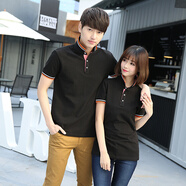 情侶裝t恤定制新款polo衫夏裝短袖T恤文化衫工作服班服聚會(huì )服定制衫廣告衫促銷(xiāo)服logo 黑色 XL