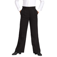 丹寶羅（Doubl）拉丁舞服裝男交誼舞蹈褲舞褲男國標舞摩登舞 練功男士拉丁舞表演 薄款 系皮帶 有口袋全黑 2XL 腰圍2尺5對應33碼/84c