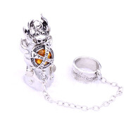 男士霸氣戒指 朋克雙環(huán)指環(huán)個(gè)性關(guān)節戒子非主流骷髏男戒 雙環(huán) 香檳寶石戒指 20號