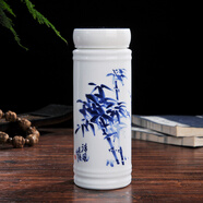 烈垚景德鎮時(shí)尚隔熱雙層全陶瓷內膽保溫杯帶蓋辦公水杯男女士養生杯子 竹報平安