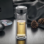 希諾（HEENOOR）雙層玻璃杯 便攜水杯帶蓋男女士商務(wù)辦公茶杯隔熱杯子 小熊款265ml小容量