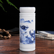 烈垚景德鎮時(shí)尚隔熱雙層全陶瓷內膽保溫杯帶蓋辦公水杯男女士養生杯子 江南水鄉