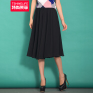 特尚莱菲 半身裙夏季新款女雪纺中长款裙子纯色仙女长裙沙滩半裙 WWH1501 黑色 M(1尺9-2尺1)
