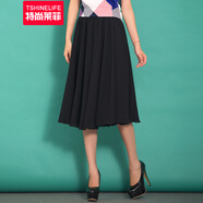 特尚萊菲 半身裙夏季新款女雪紡中長(cháng)款裙子純色仙女長(cháng)裙沙灘半裙 WWH1501 黑色 M(1尺9-2尺1)