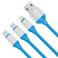 XIAXIAN 數(shù)據(jù)線三合一手機充電器線蘋果Type-c安卓一拖三適用于iphone8小米6華為oppoviv OPPOR9s R9sPlus R9 R9Plus
