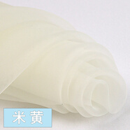 織繡情 歐根紗布料面料衣服蕾絲裙子紗布婚紗網(wǎng)紗批發(fā)透明硬紗薄紗布料 米黃色