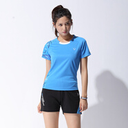 2022新款羽毛球服套裝男女夏短袖短褲上衣速干羽毛球褲比賽隊服網(wǎng)球運動(dòng)衣服團購印字定制 B3861女藍色套裝 M