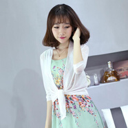 愛(ài)蘭娑 小披肩女夏季百搭網(wǎng)紗小外套女薄款坎肩修身短款開(kāi)衫透氣中袖外搭 白色 M