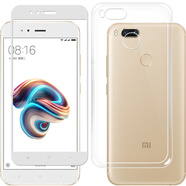 拓蒙 小米5X手機殼硅膠Mi5X保護套Mi 5X邊框全包套后蓋外殼后背防摔殼男女款后背軟套 防摔手機殼+全屏鋼化膜白色-殼膜套裝