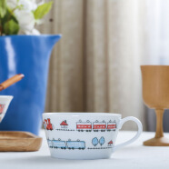 光峰 日本进口创意陶瓷杯子儿童水杯咖啡杯早餐马克杯牛奶杯 萌系火车早餐杯