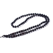 添祥 天然吊墜掛繩 天然珠鏈掛繩 項鏈繩 男女士珠鏈  款式六  黑瑪瑙配檀木