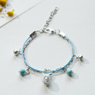 芯奢古風(fēng)帶鈴鐺閨蜜手鏈女韓版簡(jiǎn)約森系學(xué)生小清新手鏈女情人禮物 藍蘋(píng)果