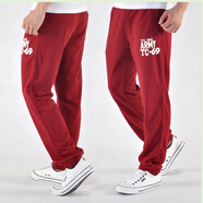 拓營(yíng)者束口運動(dòng)褲男士休閑褲寬松長(cháng)褲秋冬新款針織棉跑步褲收口小腳褲加厚加絨運動(dòng)衛褲保暖棉褲 棗紅 M-加厚不倒絨