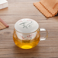 小北家 高溫釉下彩加厚三件式陶瓷濾膽花茶杯泡茶杯耐熱玻璃杯茶杯子 釉下彩-金魚