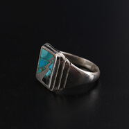 凡丘珠寶 高橋吾郎925銀手工松石閃電射線(xiàn)雙羽毛戒指男開(kāi)口情侶對戒女 9款 松石閃電戒指