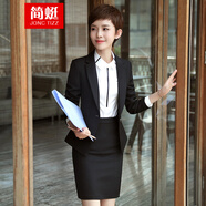 簡蜓職業(yè)裝女裝套裝新款時尚面試正裝工裝套裙氣質(zhì)OL黑西裝工作服 黑西裝+半裙 2XL