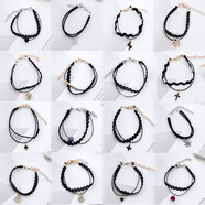 艾梵妮韓國飾品復古甜美珍珠絨帶蕾絲多層情侶手鏈女日韓歐美韓版飾品手鏈 16件套 楚楚動(dòng)人