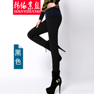 韓依索絲打底褲女外穿小腳褲高腰女士休閑褲春秋季新款韓版女裝修身鉛筆褲 黑色 M 【建議80-95斤】