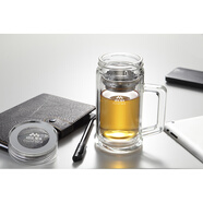 名到雙層玻璃杯泡茶商務(wù)水杯底部加厚附手柄MD-NVY350B 350ml