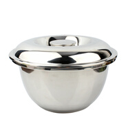 勝德（SHENGDE） 精拋不銹鋼蓋盆油盆高蓋盆味斗加厚帶蓋味盅油缸蓋碗調理鍋多用盆 32CM 加厚高蓋 帶蓋盆6L