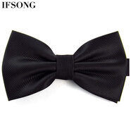 IFSONG美宋 男士正裝商務(wù)韓版領(lǐng)結 西裝禮服紅色新郎結婚英倫黑色蝴蝶結禮盒裝男女 黑色LDT063A