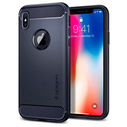 SPIGEN 適用于蘋(píng)果XS 保護套新款透明全包防摔iPhone XS手機殼軟X手機套 碳纖維紋藏青藍