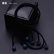 樂瑪鑲鉆水鉆頭繩流蘇發(fā)圈三層彈力蝴蝶結(jié)發(fā)飾韓國(guó)頭飾綁頭發(fā)皮套飾品 藏藍(lán)