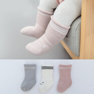 李晨曦（Lichenxi） 寶寶襪子春秋冬季純棉0-3歲新生兒初生嬰兒男女童松口中長筒襪 （加厚卡通女款）長筒襪 M（1-3歲）
