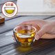美斯尼 耐熱玻璃小茶杯品茗杯雙層隔熱小品杯帶把主人杯玻璃杯功夫茶杯茶道茶具配件 6只裝