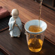 祥業(yè) 茶漏茶濾茶葉過濾網(wǎng)茶寵創(chuàng)意個性家用茶具配件茶隔濾茶器擺件 禪心茶漏-天青+玻璃公道杯
