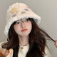 帝行奶fufu羊羔星星帽秋冬保暖百搭大頭圍漁夫帽顯臉小毛線(xiàn)帽毛絨帽子 白色 星星帽