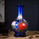 領(lǐng)格 景德鎮陶瓷器紅牡丹花瓶 水晶釉花開(kāi)富貴花瓶客廳家居裝飾品擺件禮物 現代時(shí)尚擺設工藝品婚慶 彩牡丹寶藍賞瓶 高約36寬20cm
