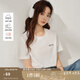茵曼（INMAN）全棉百搭寬松短袖T恤女2025夏季繡花舒適簡約休閑套頭上衣 米白色 M