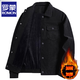 羅蒙（ROMON）燈芯絨夾克男春秋新款中青年翻領(lǐng)工裝外套男冬季加絨加厚上衣男裝 黑色(加絨款) 5XL (建議185-210斤)