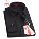 纖絲鳥(niǎo)男士加肥加大碼男裝長(cháng)袖襯衫扣領(lǐng)休閑肥佬大胖子特大號純黑色襯衣 黑色 46碼220-230斤