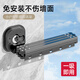 靠藝折疊晾衣架吸盤(pán)隱形伸縮免打孔壁掛室內飄窗陽(yáng)臺旅行晾衣桿神器 【大吸盤(pán)】灰色4段（3折+1伸縮）