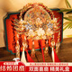 雪束團(tuán)扇結(jié)婚新婚禮物送新娘新人喜扇雙面重工成品秀禾扇子出嫁手捧花 相戀終生-楠木架+鑲嵌禮盒成品 雙面高訂香檳色酒紅色新婚團(tuán)扇