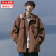 妙奕嘉外套男夾克春季工裝潮流ins美式高街2024新款衣服男裝休閑復(fù)古 燈芯絨抽繩外套【棕色】 2XL 【建議130-160斤】