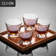 CLITON玻璃威士忌酒杯 風(fēng)刃紋路烈酒杯洋酒杯家用水杯玻璃杯4只套裝
