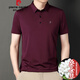 皮爾卡丹輕奢高檔夏季時(shí)尚桑蠶絲商務(wù)休閑男士短袖t恤翻領(lǐng)純色中年t恤衫 酒紅色 XL 175/92A