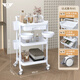 康而普（CANPOST） 美容美甲美發(fā)小推車(chē)置物架美容院儀器工具專(zhuān)用護理治療車(chē)手推車(chē) 三層帶扶手單抽屜純白色05