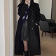 多菲尼森 黑色毛呢外套女秋冬2024新款高級感中長(cháng)款小個(gè)子赫本風(fēng)呢子大衣 大衣黑色【夾棉加厚】 M 【適穿110-125斤】