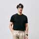 SANHEER夏季BI入基礎短袖 高檔莫代爾PIMA棉 舒適透氣百搭圓領(lǐng)T恤 DAT954 黑色 XL /52