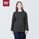 無印良品（MUJI）女式 粗棉線 圓領(lǐng)長袖T恤 打底衫女款內(nèi)搭 炭灰色 M 