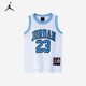 JordanNIKE JORDAN24年夏季中大童透氣網(wǎng)孔背心男童經(jīng)典運動籃球服